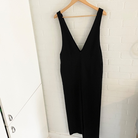 Oak + Fort Women's Jumpsuit Black Deep plunge V neck Pockets Wide leg S - Picture 6 of 12